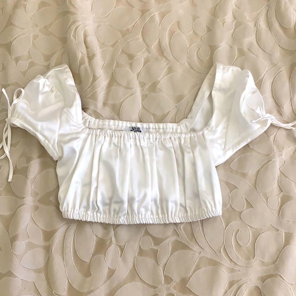 Mini white satin top